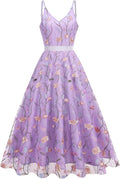 Long Floral Embroidery Dress for Women - Tulle Maxi Evening Gown