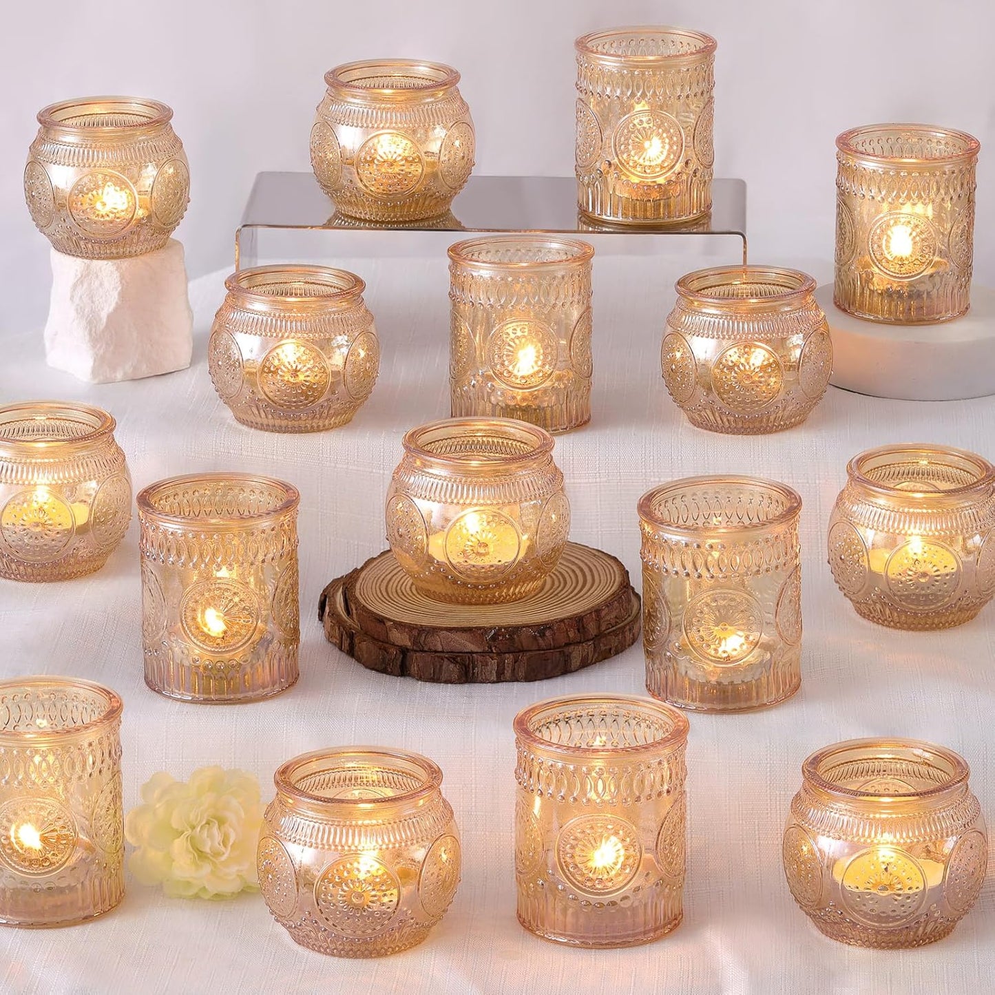 Gold Votive Candle Holders Set of 36 for Home and Party Decor