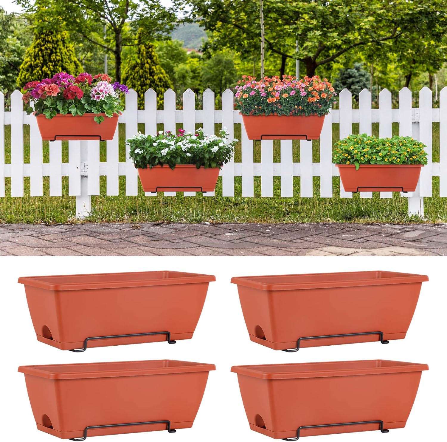 16.9 Inch Deck Railing Planter Boxes for Vibrant Plant Displays