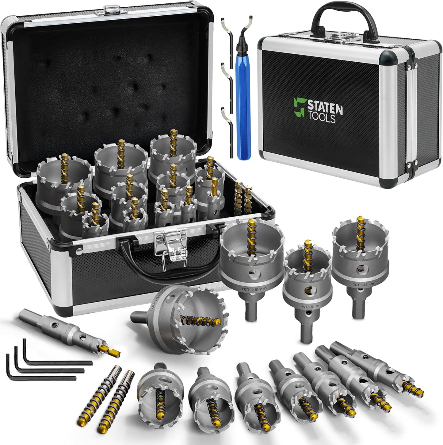 Tungsten Carbide Hole Saw Kit 22 Pcs for Metal and Wood Cutting