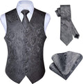 Men's Paisley Vest Tie Set for Suit or Tuxedo - Formal Match HISDERN