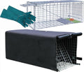 Live Animal Trap Cage with Cover & Gloves for Stray Cats
