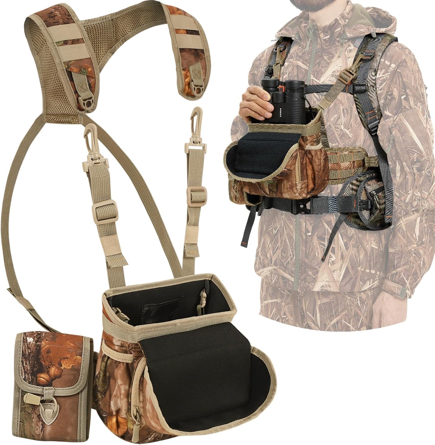 Silent Binocular Harness Chest Pack for Hunting and Bird Watching