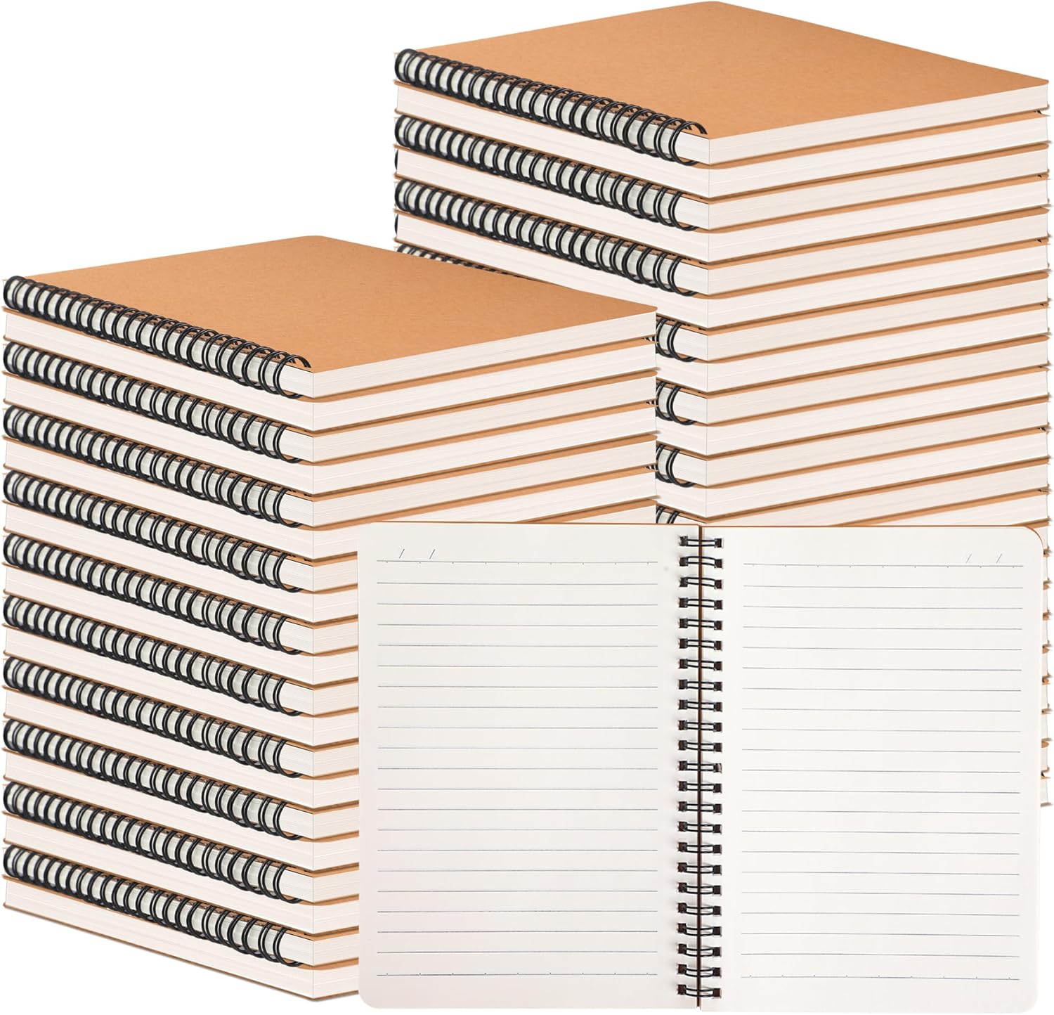 100-Pack Kraft Cover Spiral Notebooks for Office & School