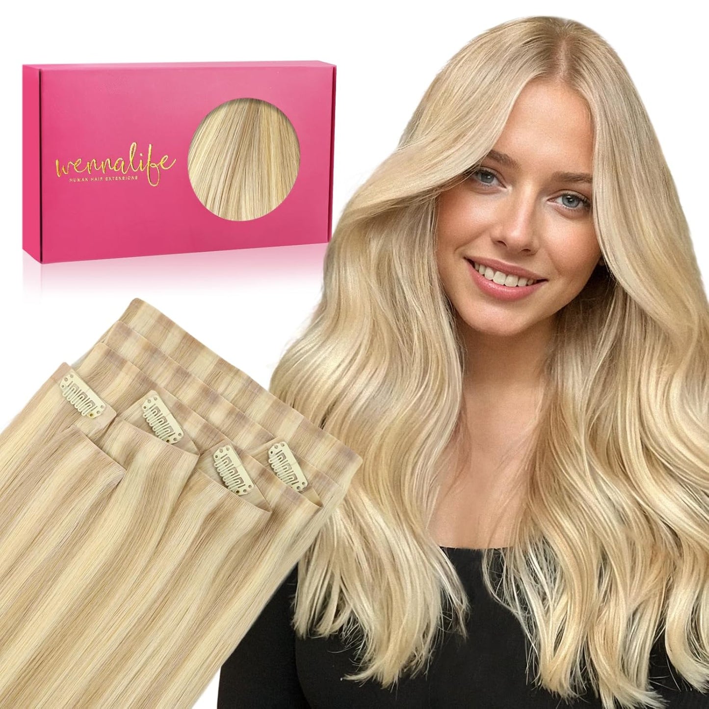 WENNALIFE Invisi Edge Clip in Hair Extensions for Women
