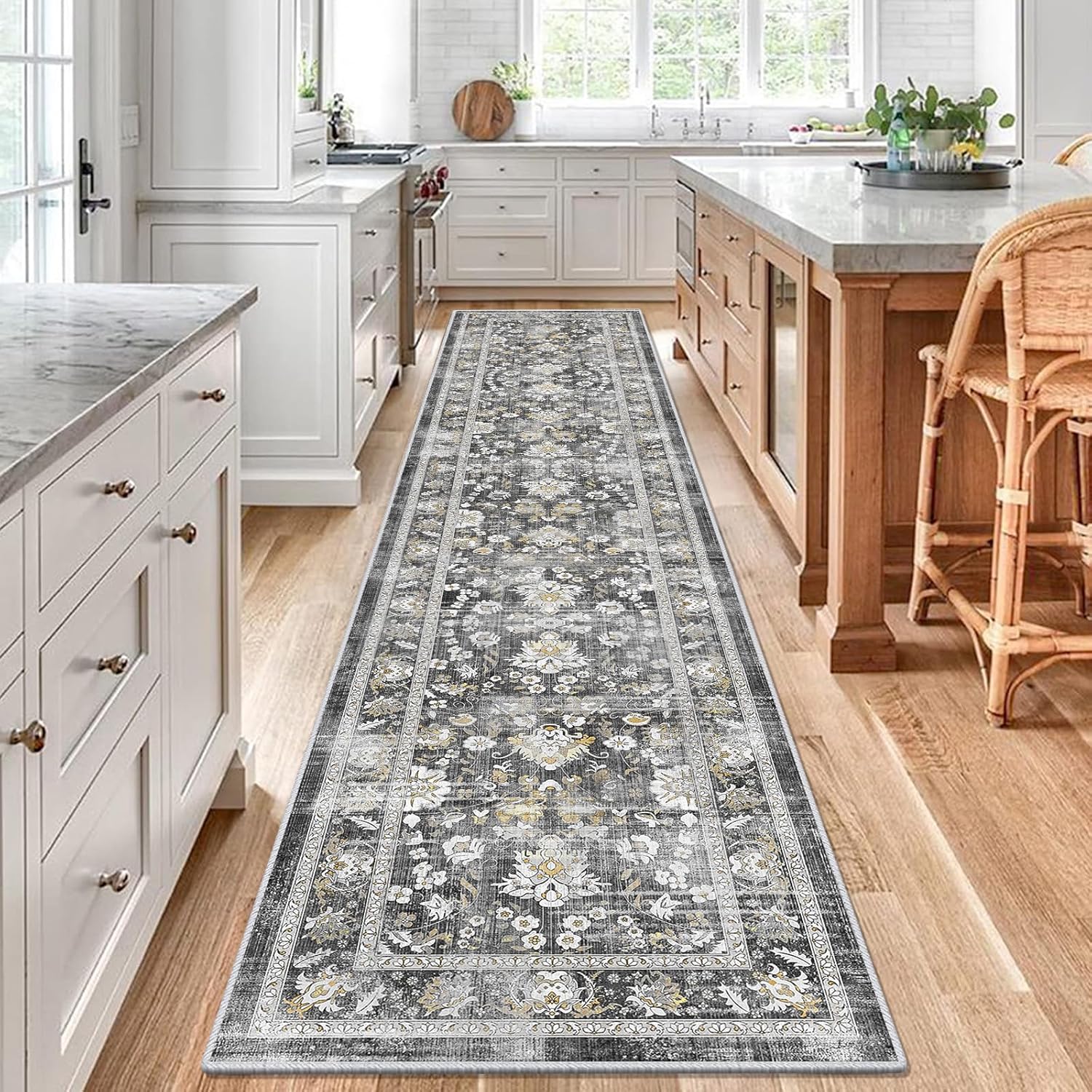 LOKHOM Washable Runner Rug, Non-Slip Vintage Farmhouse Design