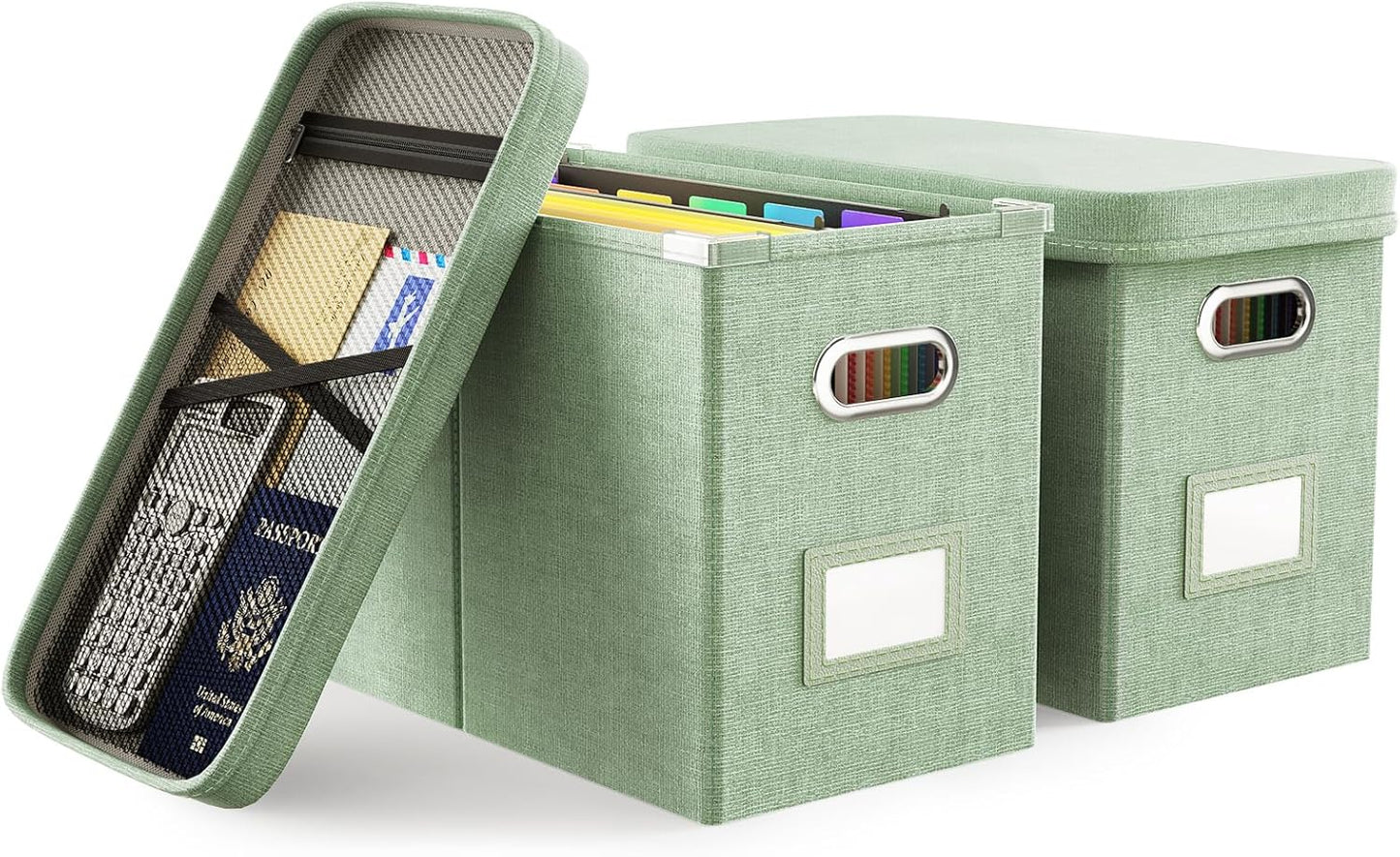 Oterri Hanging Filing File Box with Mesh Pocket for Organizing