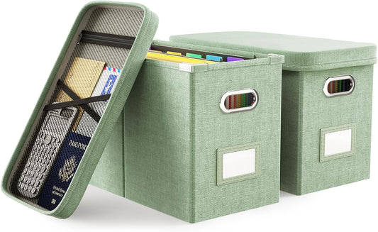 Oterri Hanging Filing File Box with Mesh Pocket for Organizing