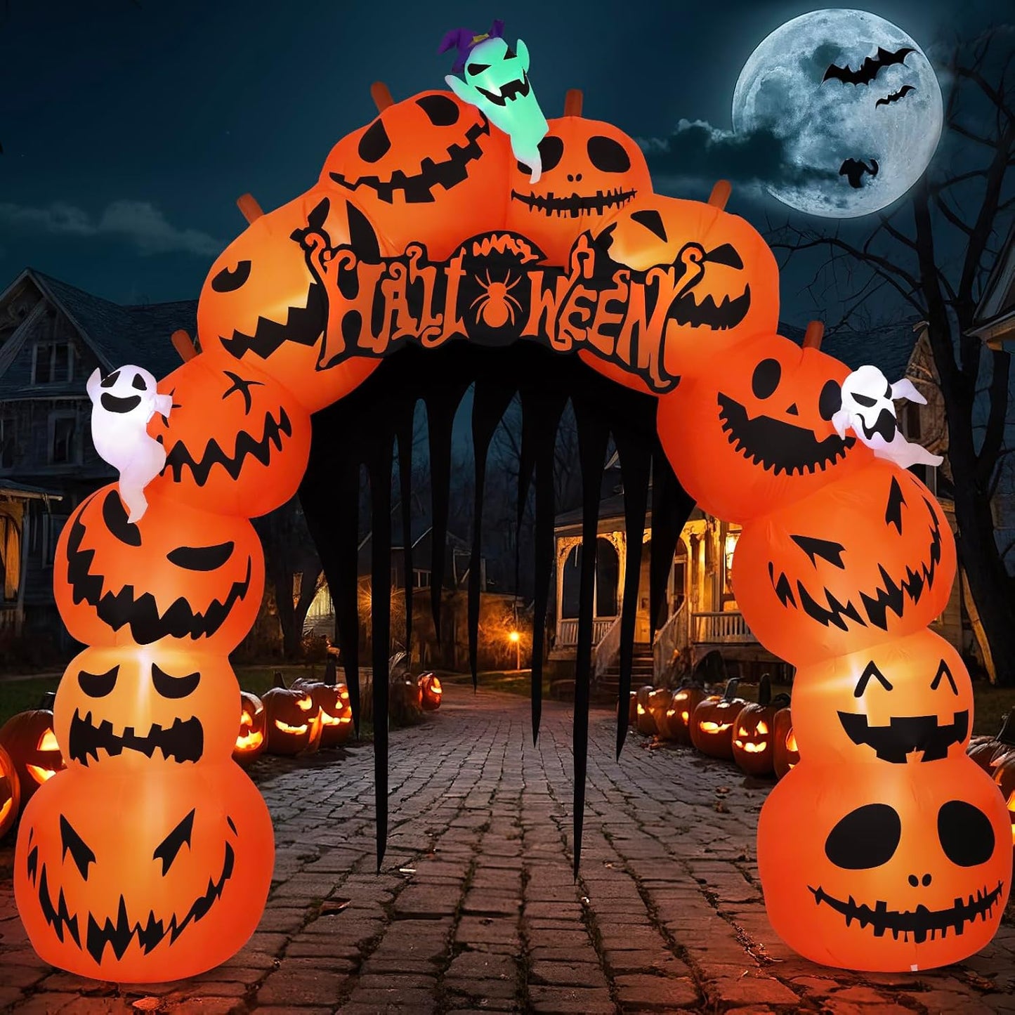 10FT Halloween Inflatables Pumpkin Archway for Spooky Decor