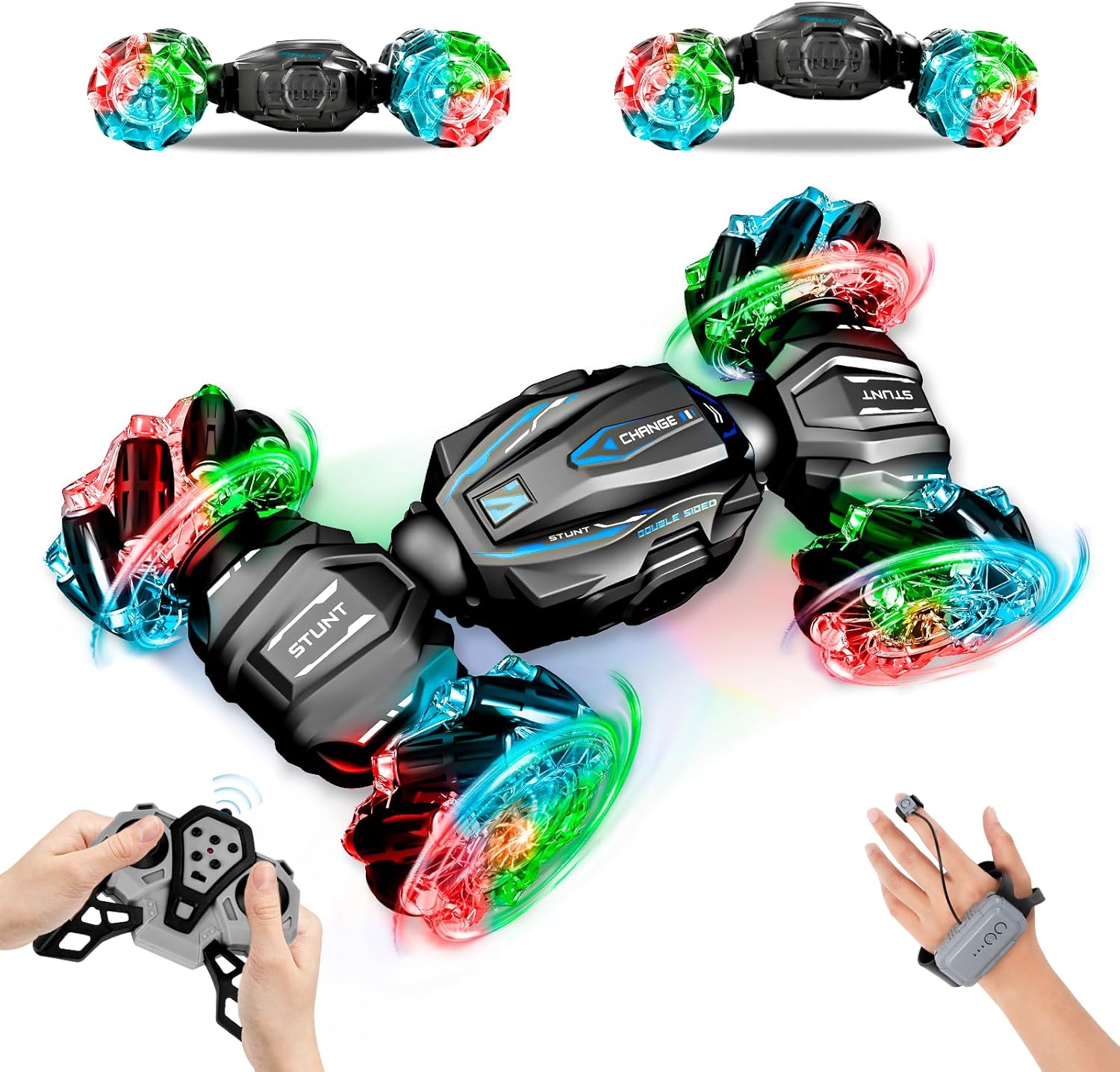 4WD Gesture Sensing RC Stunt Car - Endless Tricks & Lights!