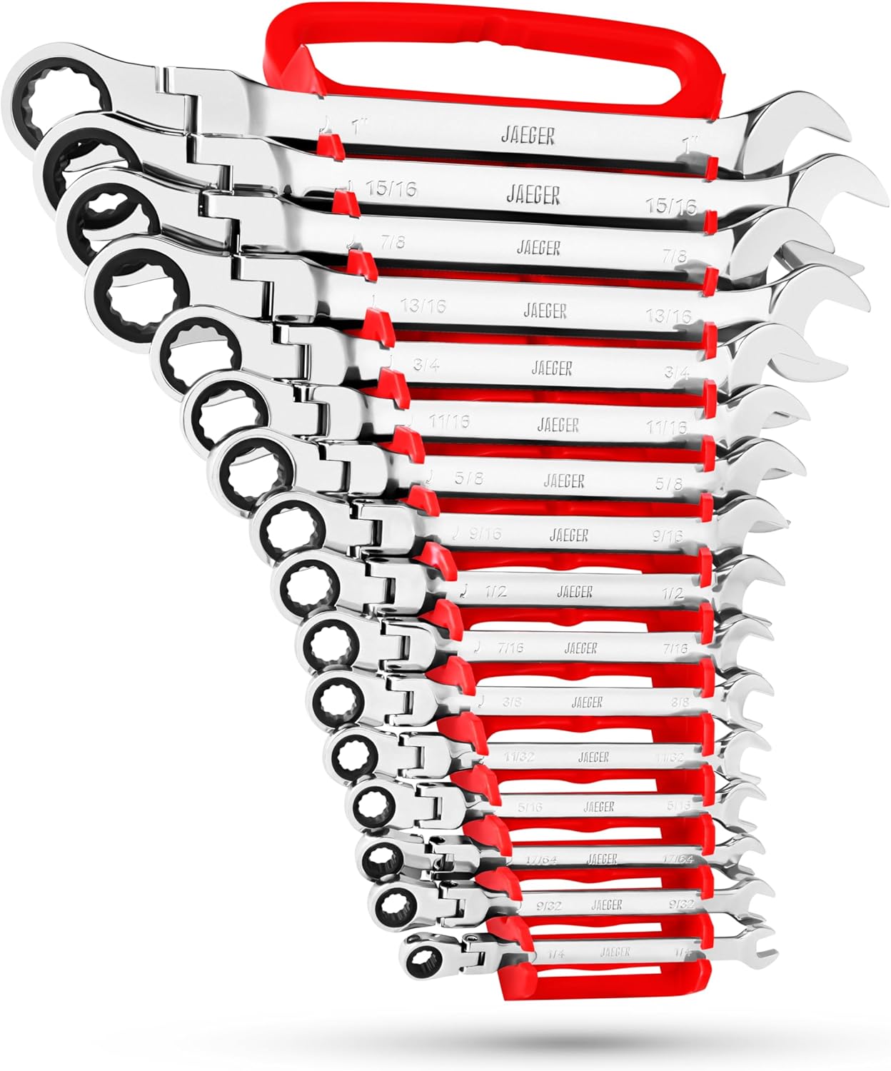 Jaeger 16pc Flex Head Ratcheting Wrench Set for Tight Spaces