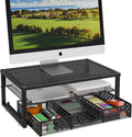Metal Monitor Stand Riser and Computer Desk Organizer with Drawer