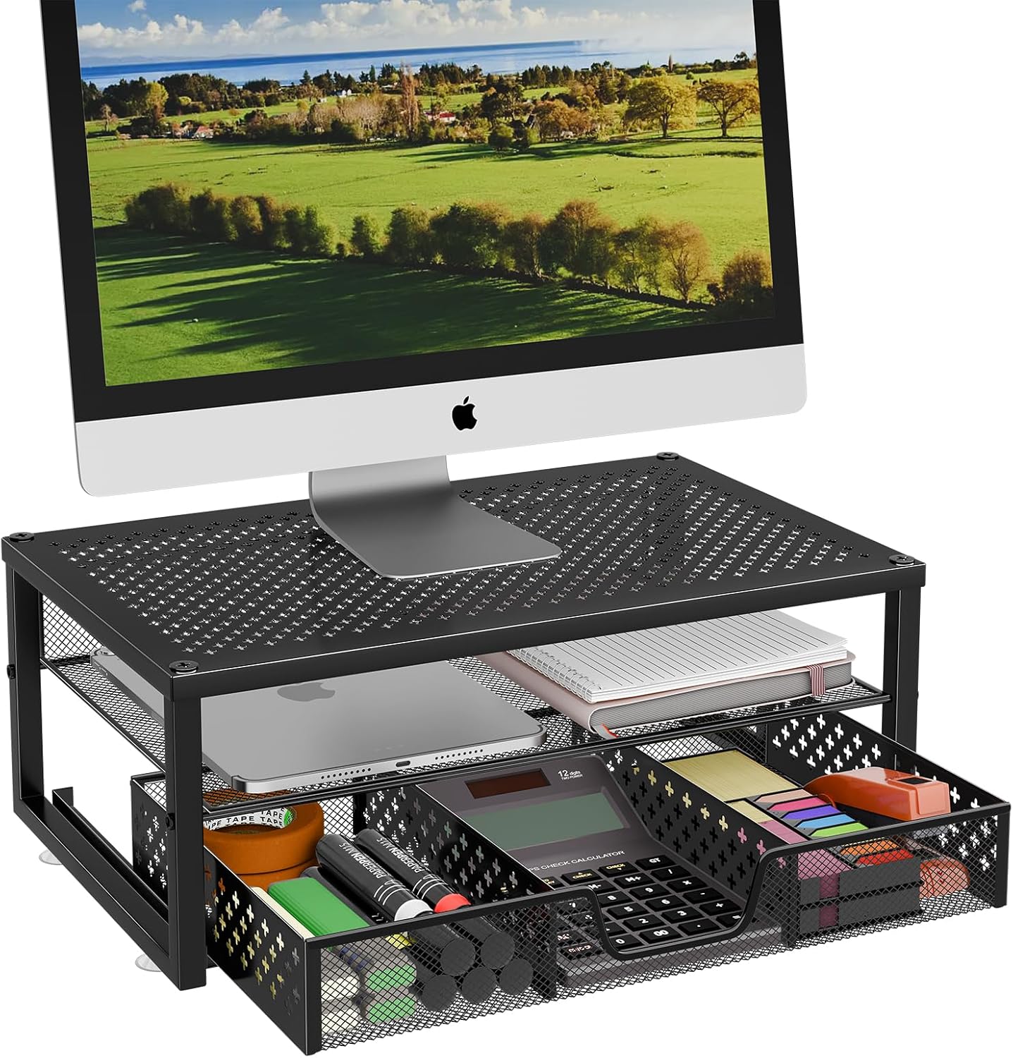 Ekisemio Metal Monitor Stand with Drawer - Organize in Style!