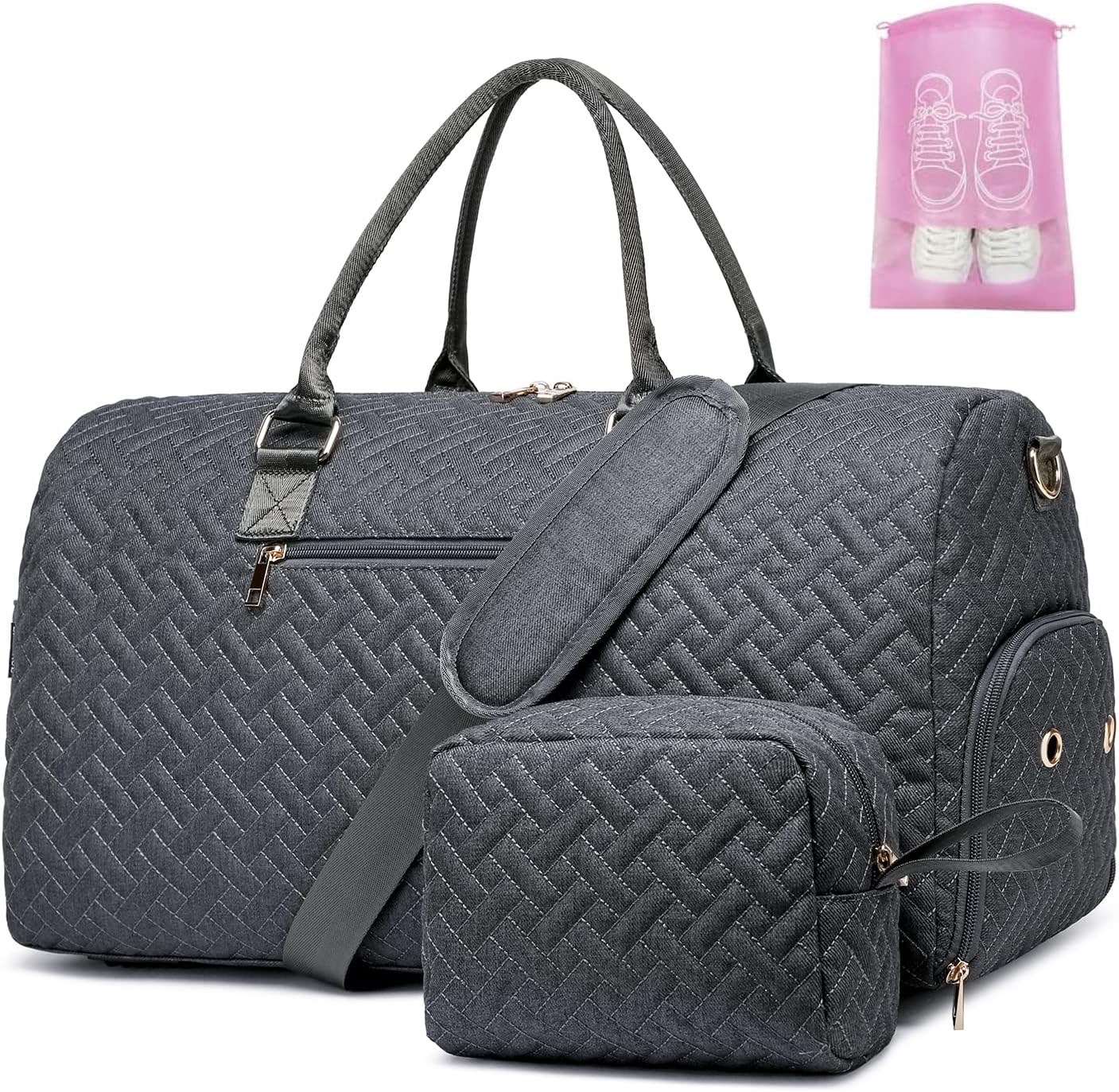 Duffle Bag for Travel with Shoe Compartment and Toiletry Bag