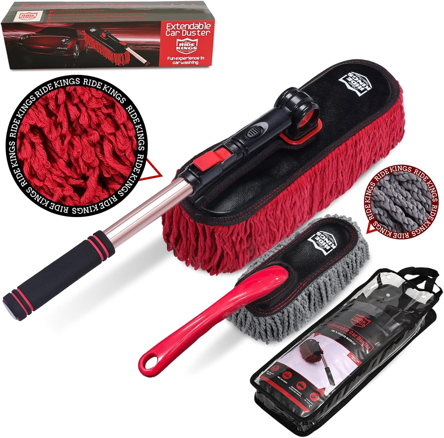Car Duster Exterior Scratch Free with Extendable Handle for Cleaning
