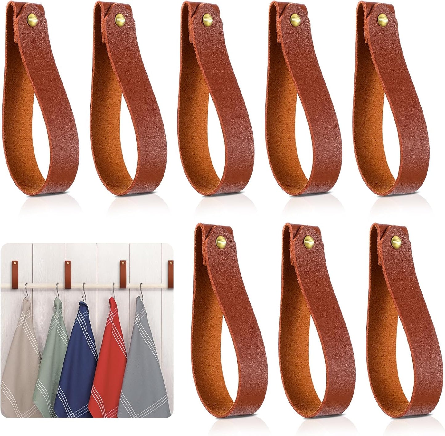 cobee Brown PU Leather Wall Hooks Set - Organize with Style!