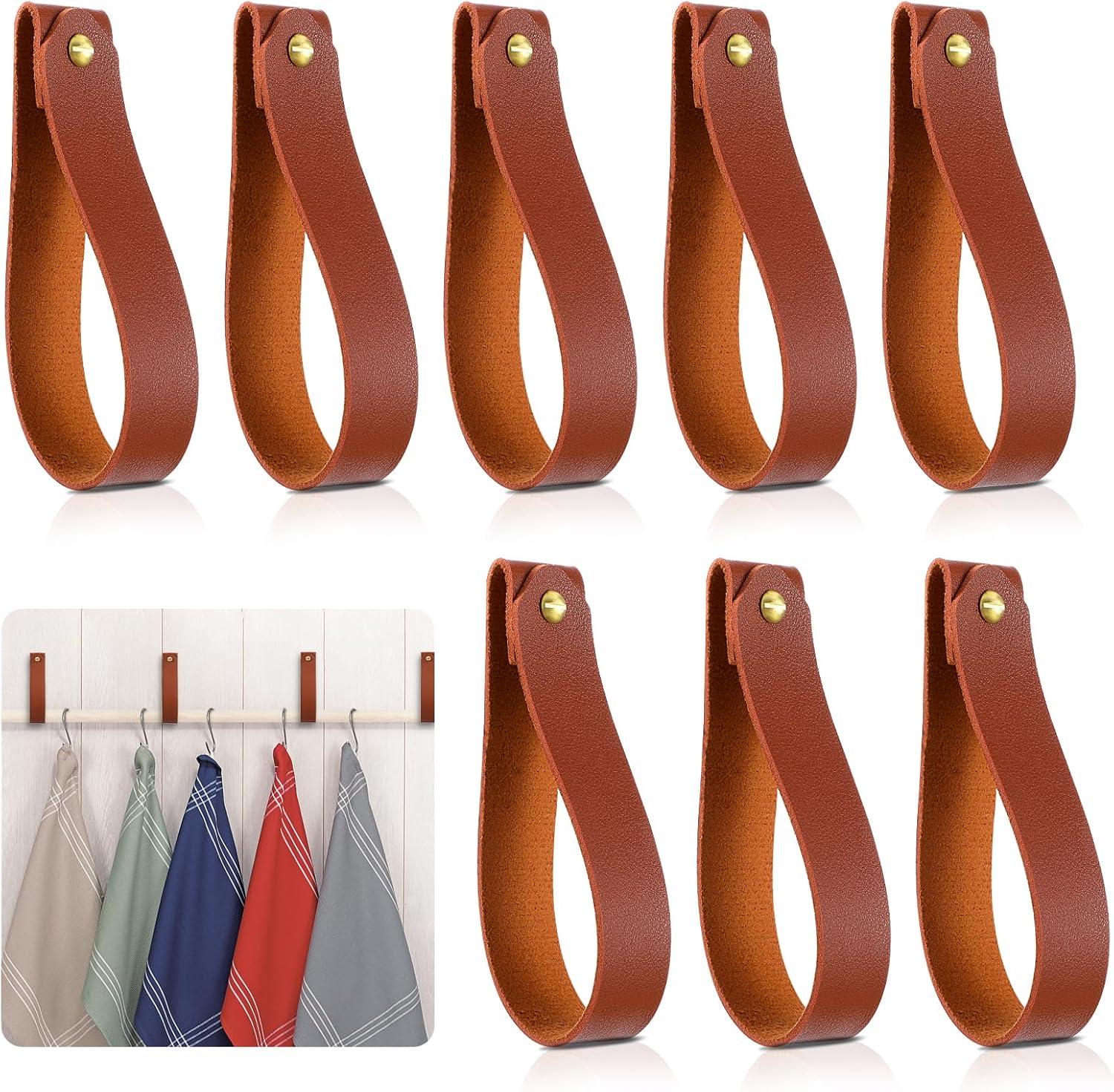cobee Brown PU Leather Wall Hooks Set - Organize with Style!