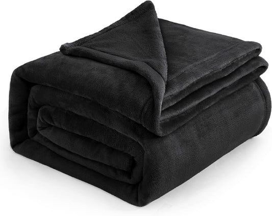 Bedsure GentleSoft Fleece Blanket King Size Black for Cozy Comfort