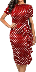 Women's Vintage Polka Dot Short Sleeve Pencil Dress - Slim Fit