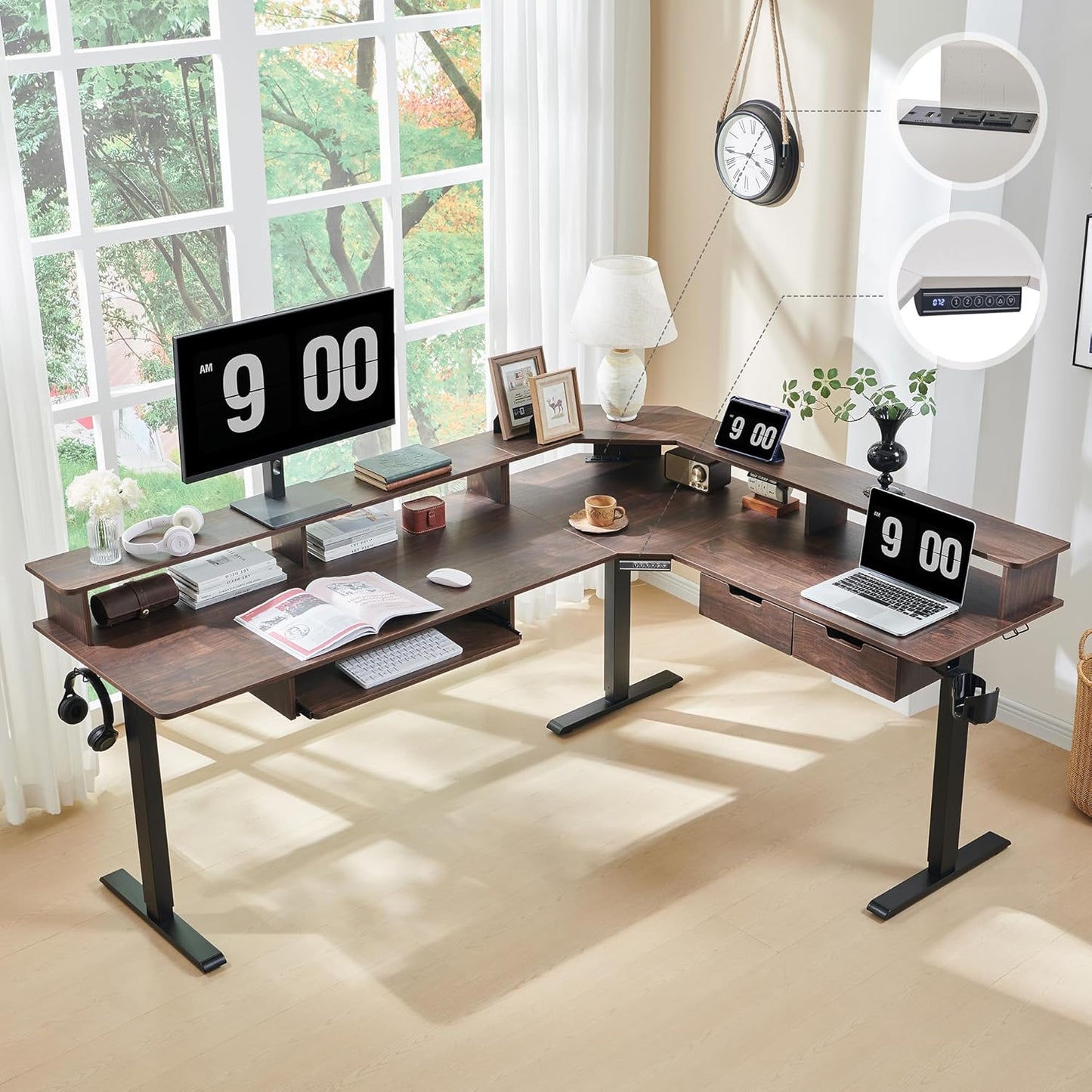 RedLemon L-Shaped Electric Standing Desk - Gaming Bliss!