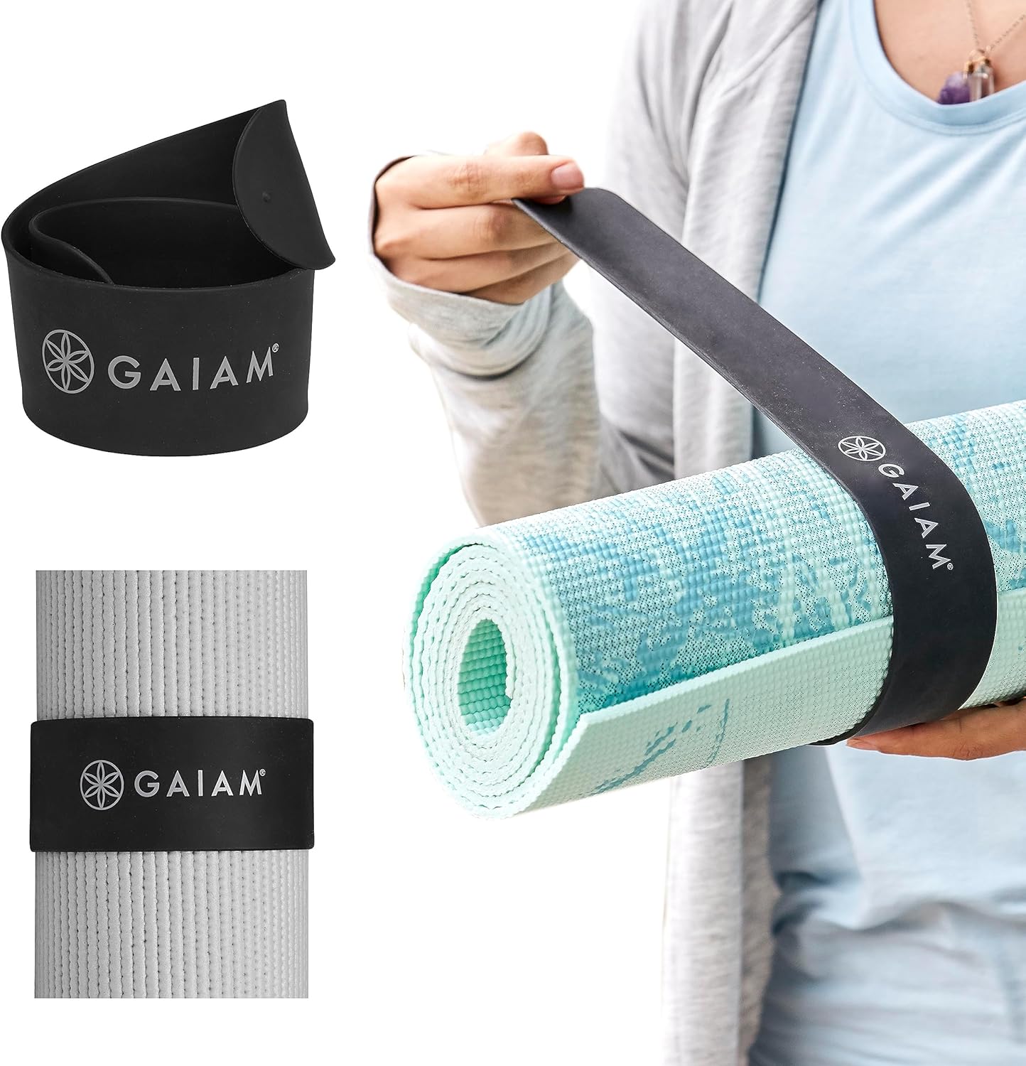 Gaiam Yoga Mat Strap Band - Secure Roll-Up Snap