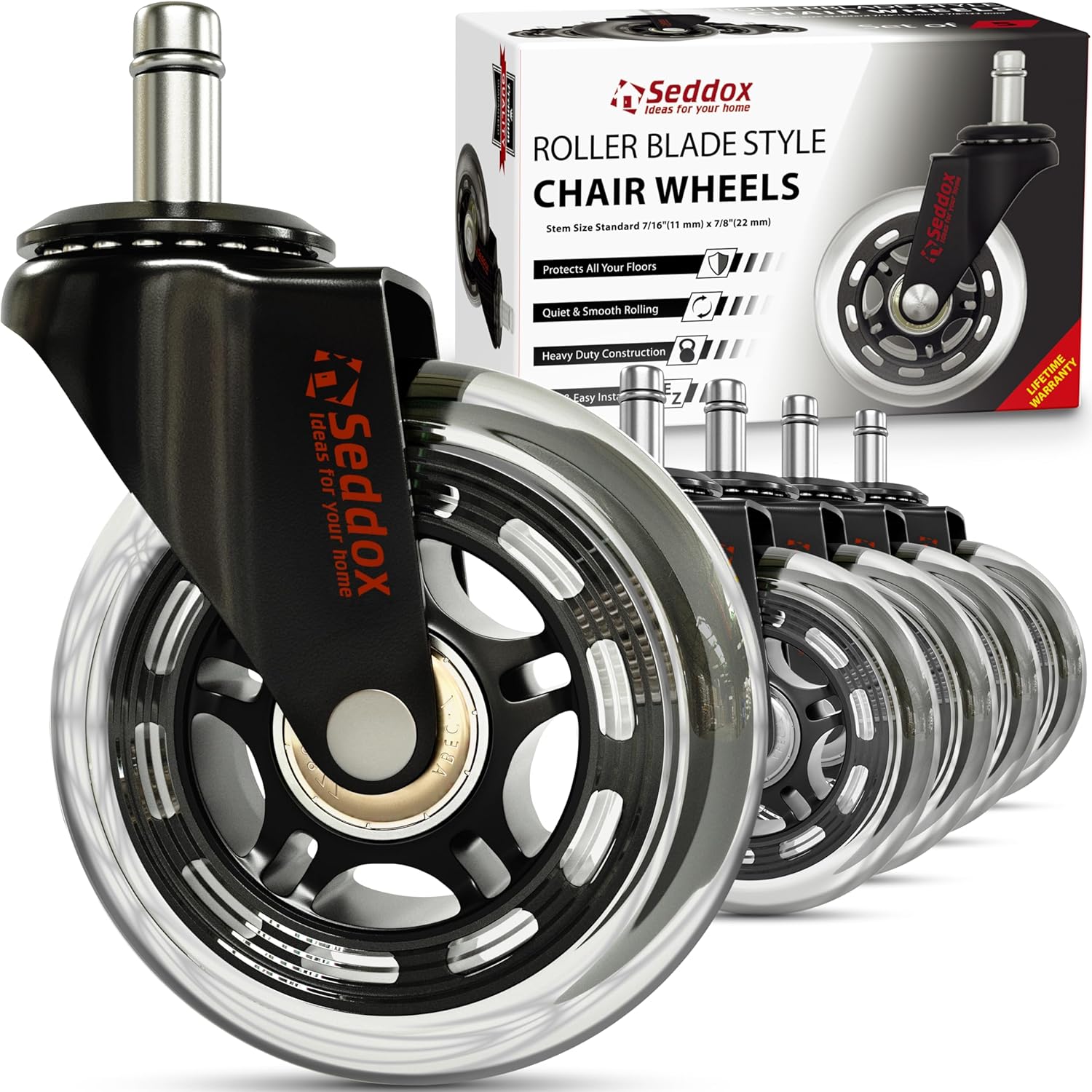Seddox Office Chair Wheels - Heavy Duty & Safe for All Floors