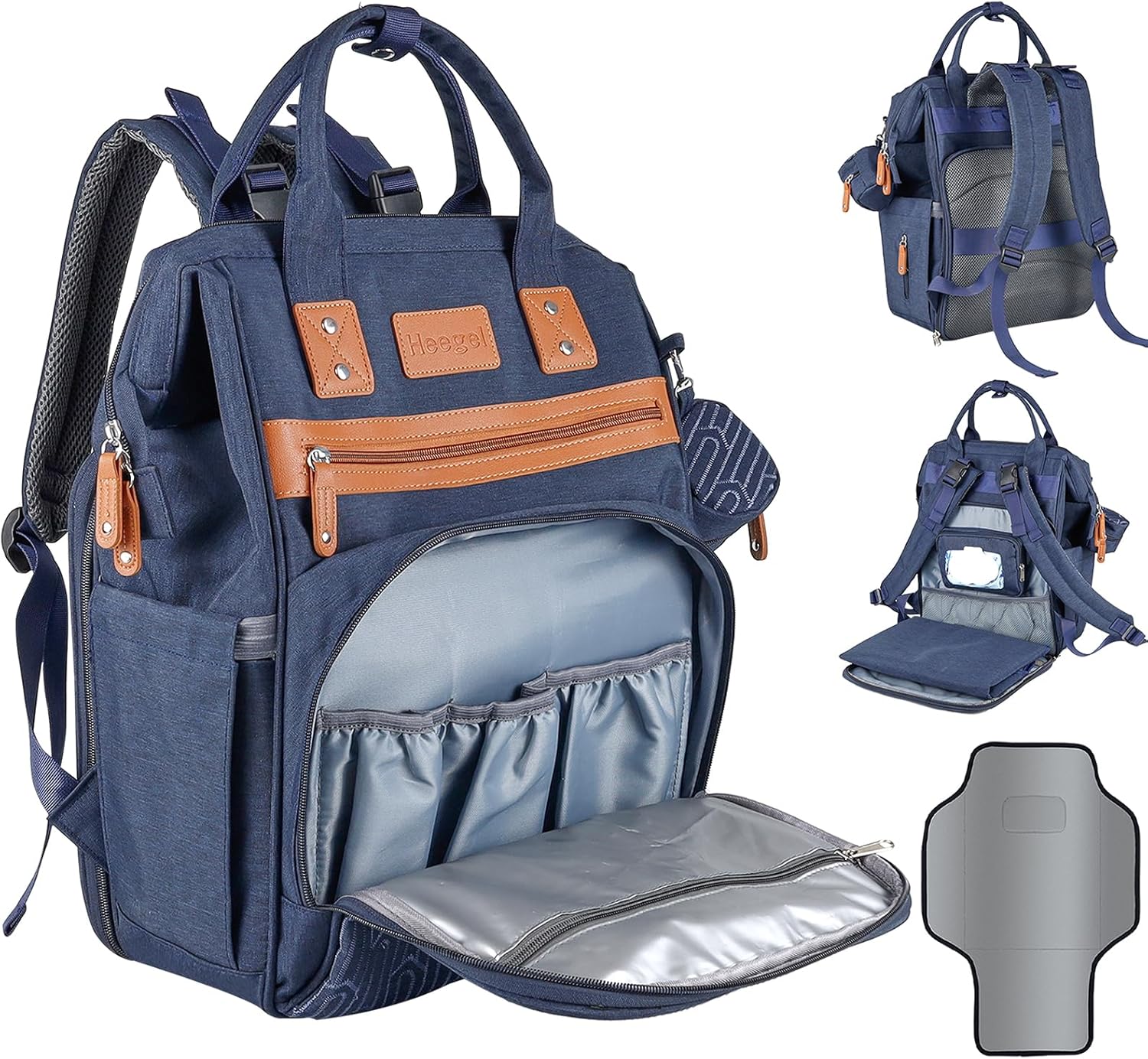 Navy Blue Diaper Backpack: Stylish & Spacious for Parents On-The-Go