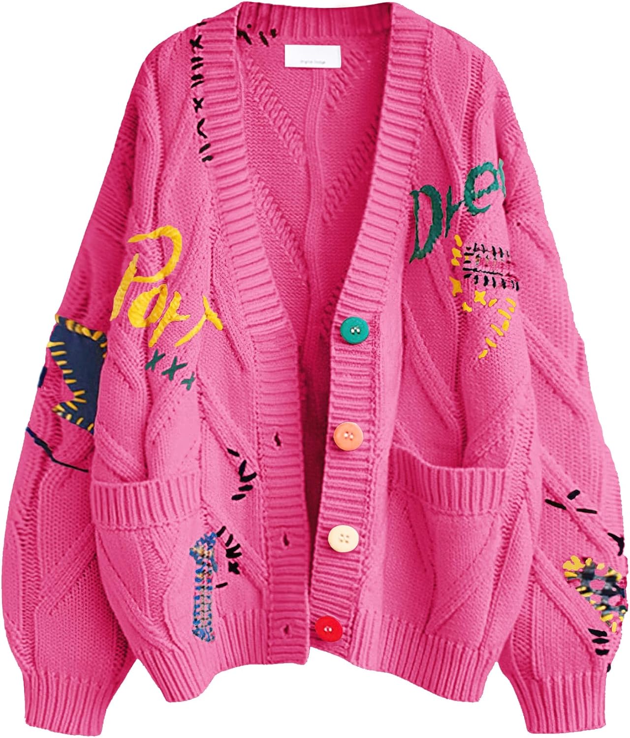 Women's Cable Knit Long Sleeve Open Front Cardigan Sweater