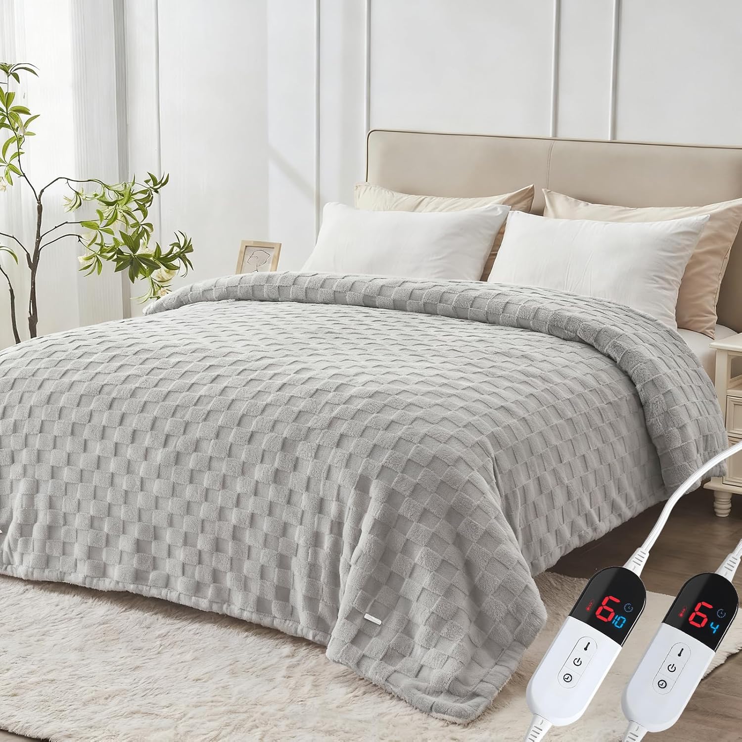 Electric Heated Blanket Queen Size with Dual Control Features