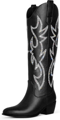 White Cowgirl Boots Knee High Tall Boots - Classic Western Style