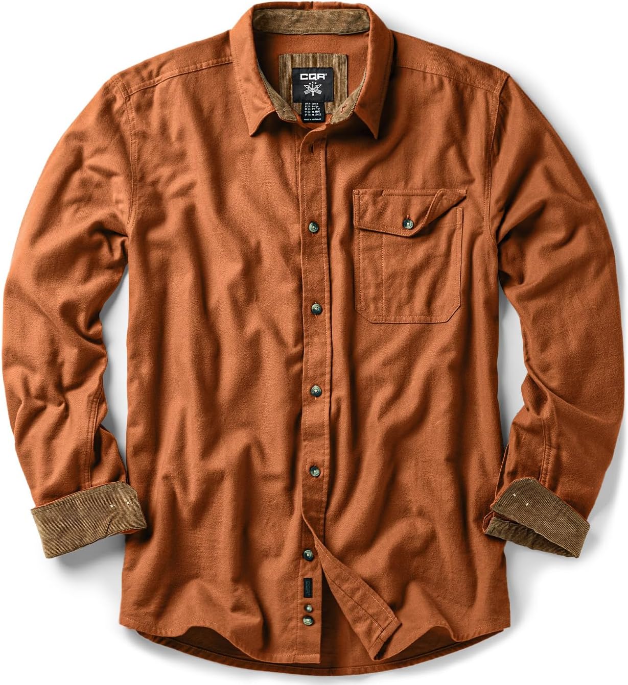 CQR Men's 100% Cotton Flannel Shirts for Casual Outdoor Wear