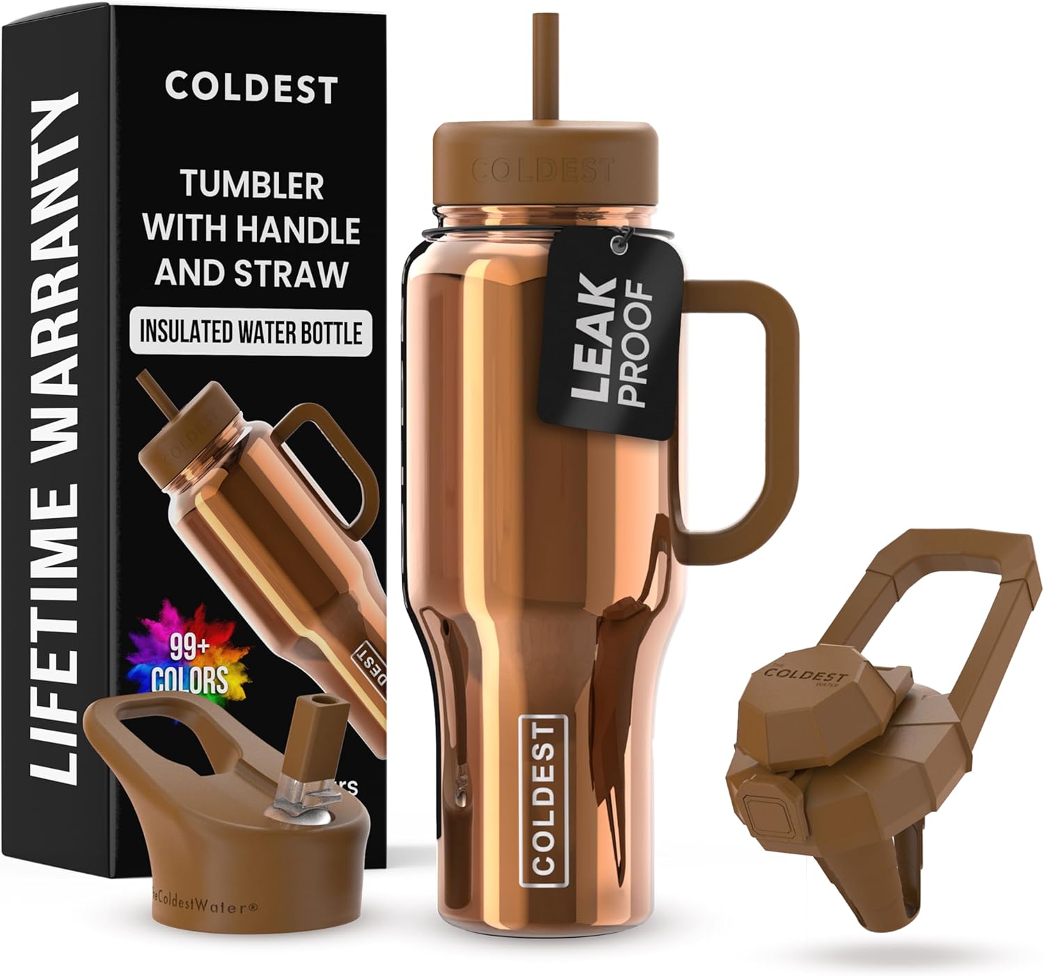 Coldest Tumbler with Handle and Straw - 100% Leak-Proof Design