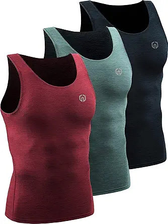 NELEUS Men's 3 Pack Dry Fit Compression Tank Top for Active Wear