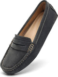Women's Suede Penny Loafers - Stylish Slip-On Driving Shoes