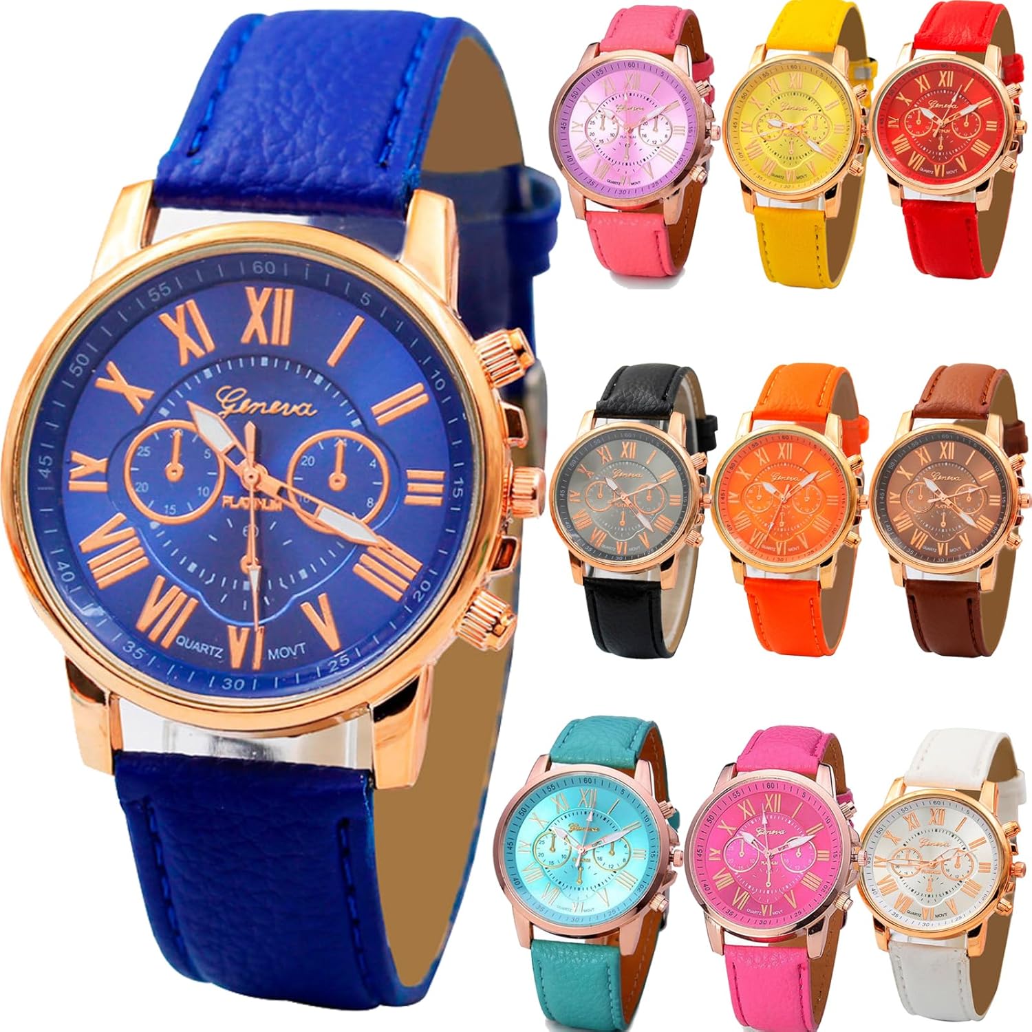 10 Pack Silicone Tally Style Watches - Sporty Gold Design! 