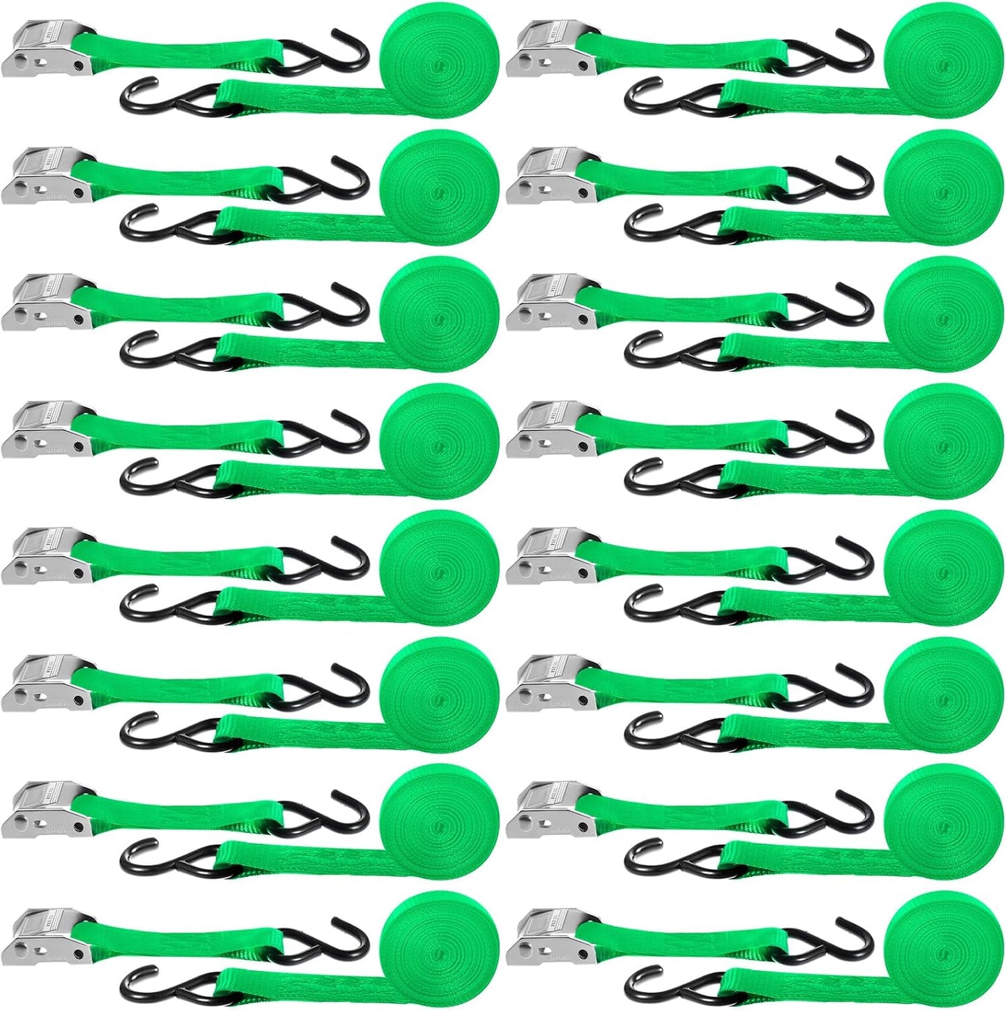 16 Pcs Cambuckle Tie Down Straps for Secure Cargo Transport