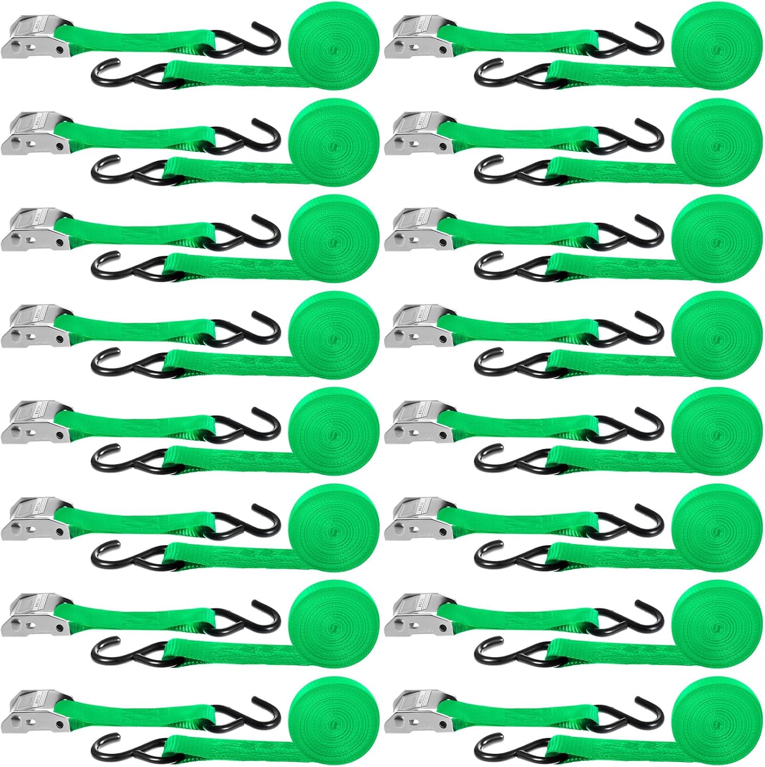 16 Pcs Cambuckle Tie Down Straps for Secure Cargo Transport