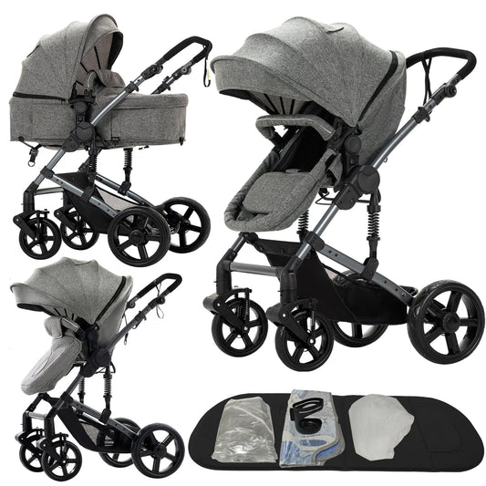 2 in 1 Baby Stroller with High View Design and Shock Absorption