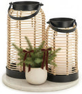 Natural Rattan Boho Lanterns - Handcrafted Chic Table Lanterns