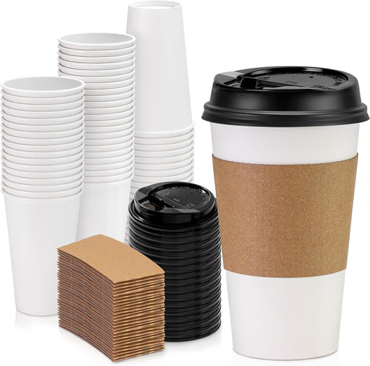 Leak-Proof Disposable Coffee Cups 50-Pack - Ideal for On-the-Go!