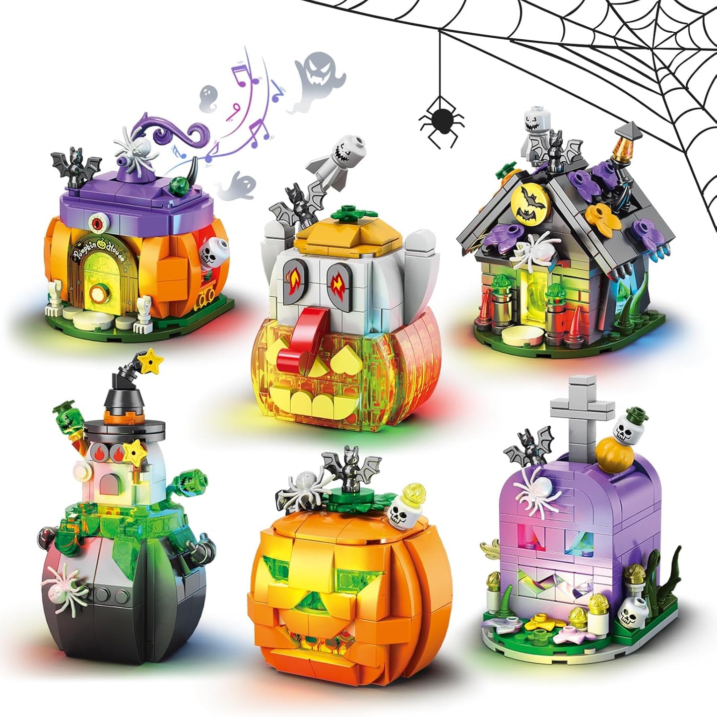 Halloween Building Blocks Set with Spooky Sound Effects for Kids