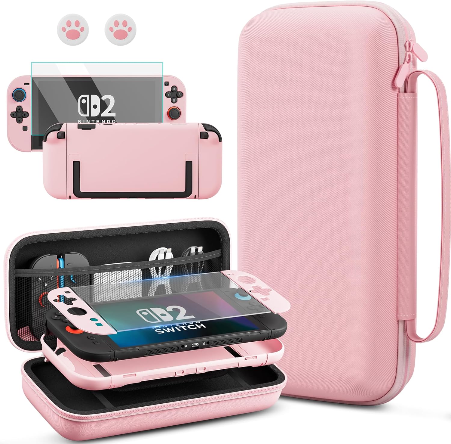 PAWDIARY Pink Carrying Travel Case for Nintendo Switch 2 2025