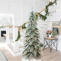Glitzhome 7.5ft Prelit Flocked Pencil Christmas Tree - Realistic