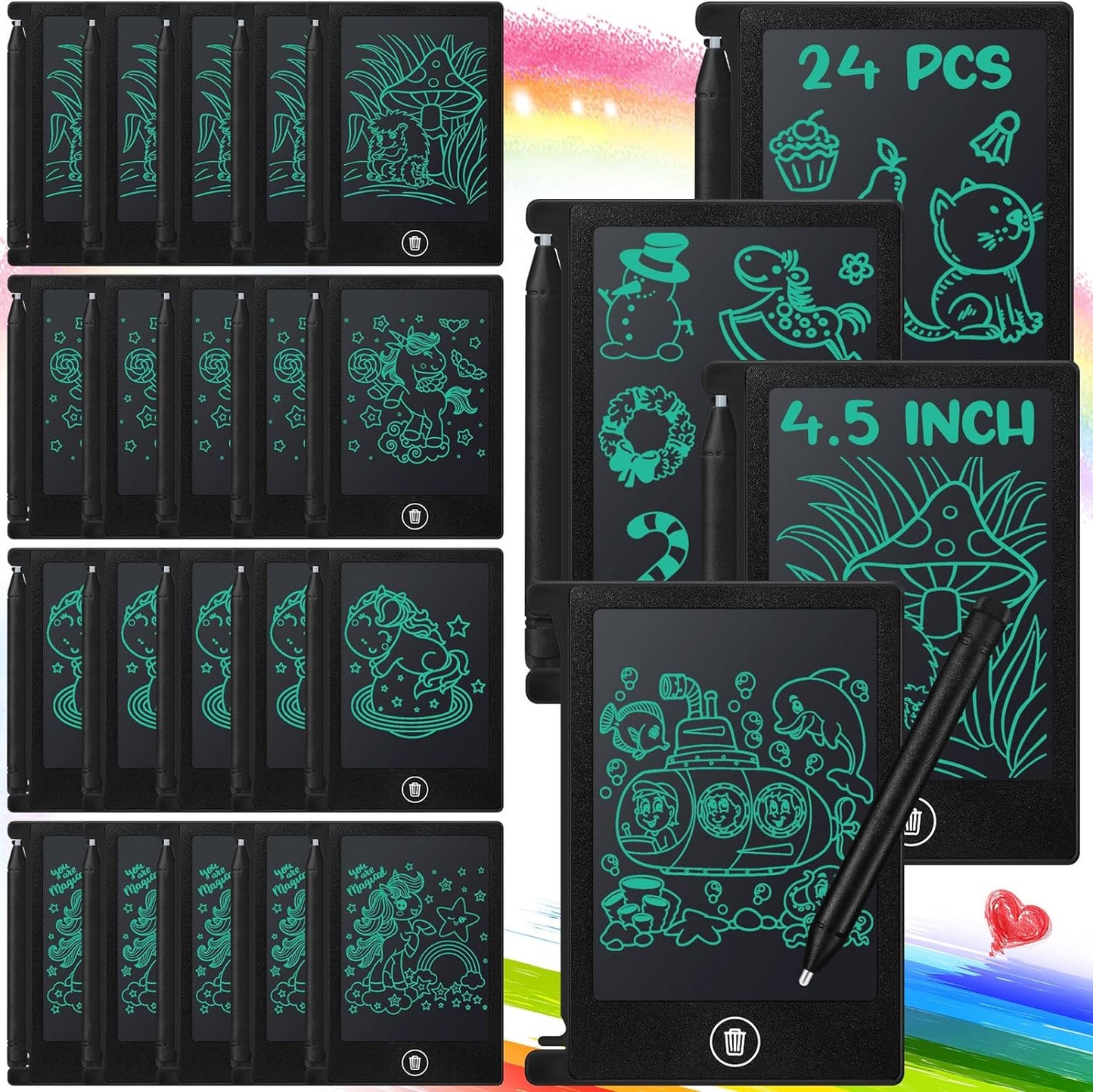 24 Pack LCD Mini Writing Tablet for Kids - Fun Doodle Boards
