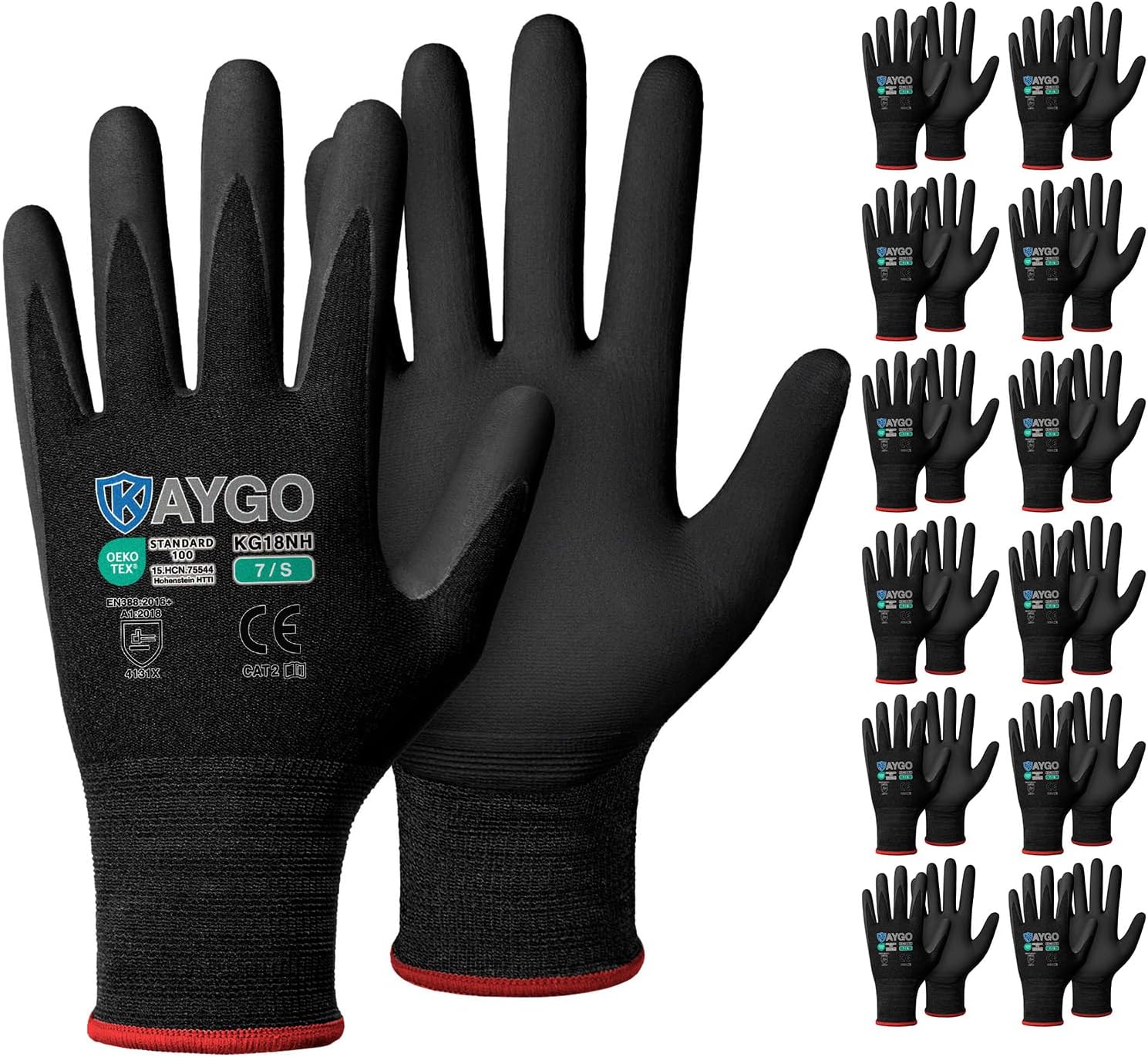 KAYGO Safety Work Gloves MicroFoam Nitrile Coated for Comfort