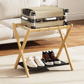 Fully Assembled Luggage Rack 26.77 in Bamboo Folding Suitcase Stand
