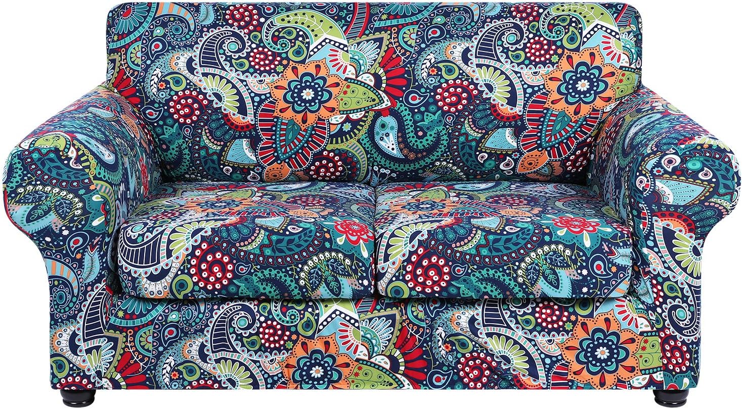 Hyha Floral Pattern Couch Cover for Loveseat, Stretch Slipcovers