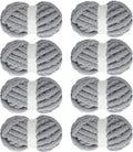 Medium Grey Chunky Yarn 8 Pack - Jumbo Chenille for Cozy Knits