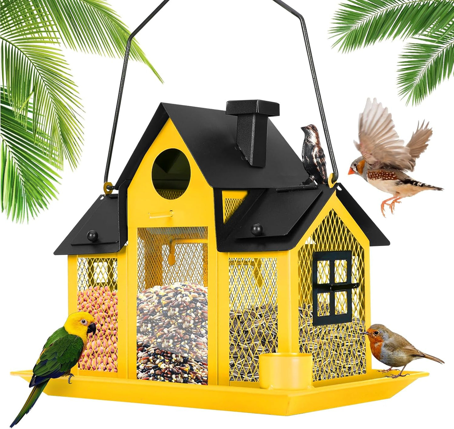 Solar Bird Feeders House for Outside with Large Capacity Design