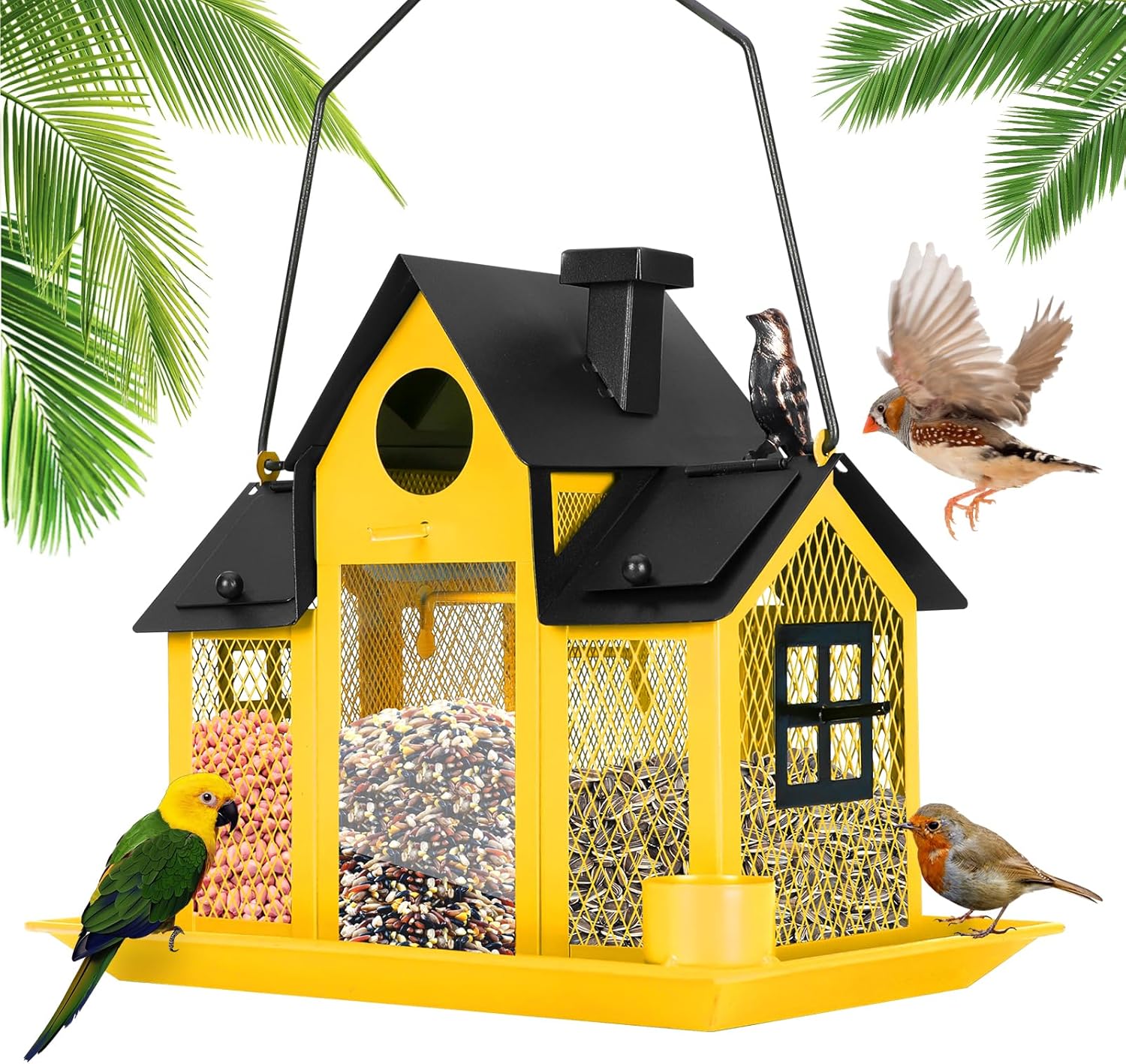 Solar Bird Feeders House for Outside with Large Capacity Design
